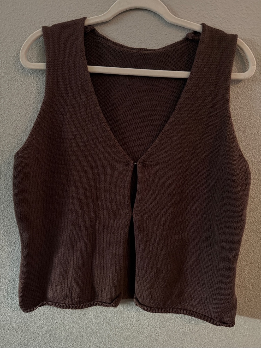 Brown Sleeveless Knit Vest open front